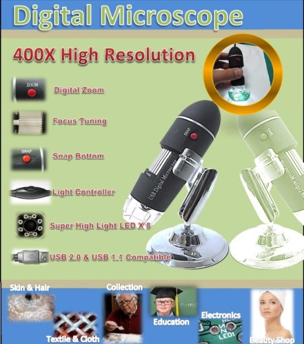 ͧ⤻ 25-400X, DIGITAL HANDHELD USB MICROSCOPE 25 - 400X